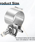 2 Pack 410 Stainless Steel Exhaust Clamp Set Adjustable From 1.69 Inch To 1.97 Inch Narrow Band Butt Joint 29mm Wide