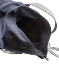 Open Beefy Heavy Duty Canvas Tool Bucket With Zip Top Flame Resistant Closure For Overhead Lifts, showing interior and strap.