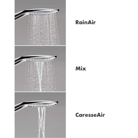 Raindance Select S Easy Install 6 Inch Handheld Shower Head With Rain Air Mix And CaresseAir Modes 2.0 GPM spray modes