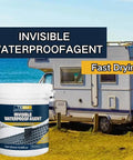 Heavy Duty Clear Waterproof Sealant Slick Seamless Liquid Coat Rock Solid Weather Shield for RVs outdoors with visible container.
