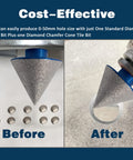 3 Pcs 2 Inch Diamond Beveling Chamfer Bits With 5/8-11 Thread Adapter enlarging holes in tile side view