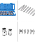 Top Notch 40 Pc Hex Star Torx Spline Bit Set With 1/2 And 3/8 Inch Drive Crank Tool Kit Built From Durable Alloy Steel For Heavy Duty Jobs Fast Bit Swaps And Handy Blow Molded Case Storage, blue case with assorted spline bits
