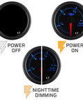 Tinted 7 Color Adjustable Fuel Level Gauge For 2 1/16 Inch (52mm) Dash Mount Reads Gas Or Diesel Level With Easy Color Shift Perfect Car Mod For Instrument Cluster Upgrades And Realistic Tank Readouts, 52mm black gauge, power off/on
