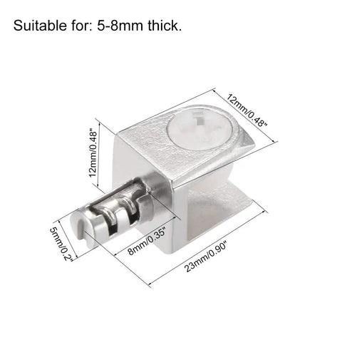 Rock Solid Zinc Alloy Glass Shelf Brackets 10 Pack heavy-duty adjustable screw clamp suitable for 5-8mm thick glass.