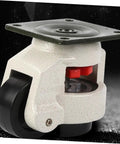 Heavy Duty Swivel Leveling Casters Four Pack Adjustable Plate Mount Wheels For Industrial Shop Furniture Smooth Rolling Performance No Sweat Installation close-up of caster with leveling screw system