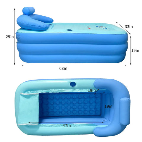 Inflatable Bathtub For Adults Freestanding Portable Foldable Spa Tub With Air Pump Perfect For Hot Soak Or Ice Bath At Home Spacious 63