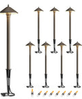 Low Voltage Outdoor Pathway Lighting Kit 8 Pack Warm White 2700K 40 Lumen LED Path Lights Wired 12V AC Metal Brown Finish with Cable Connectors