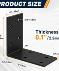 Product size diagram of Heavy Duty 3x3 Galvanized L Brackets Built Like A Tank Dead Nuts Tight 90 Degree Corner Supports.
