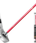 Magnetic Alignment Rods For Golf Swing Training Aid attached to iron club face, visualizing club face alignment at impact, red.