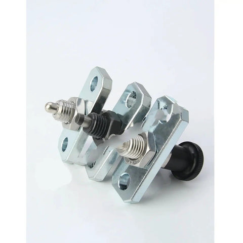 Heavy Duty Spring Loaded Indexing Plunger With Locking Knob And Flanged Base Built To Perfection For Dead Simple Jig Setup And Smooth Cnc Operations With M8 M10 M12 And M16 Fine Threads showing spring-loaded mechanism and flanged base.