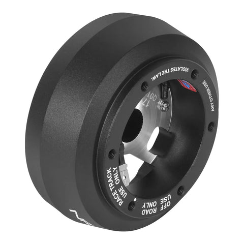 Steering Wheel Quick Release Short Hub Adapter Fits 96 To 06 Jeep Wrangler Tj And 07 To 18 Jeep Wrangler Jk close-up showing 6061 aluminum construction.