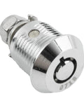 Close-up of Cylinder Locks For Doors, Mailboxes, Drawers, and Cupboards with Cam Lock, chrome finish, 16mm cylinder diameter