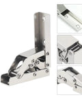 Sturdy Stainless Self Closing Reversible Door Hinge Set Two Piece with Self Locking Folding Bracket, hidden mount detail images.