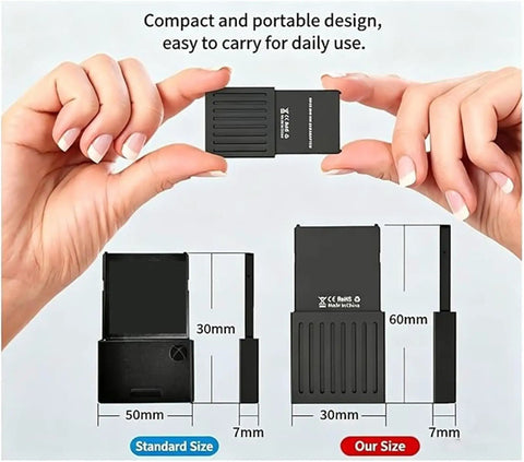 Drop In Ready M.2 Pvie 4.0 Nvme Storage Expansion Card Enclosure For Xbox Series X And S With 1Tb Nvme Drive Preinstalled Easy Setup Seamless Gamer Storage Upgrade Kit in hand, showing compact dimensions.