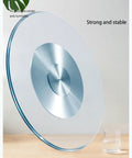 Tempered Glass Lazy Susan Turntable for Dining Tables, strong and stable on wooden surface