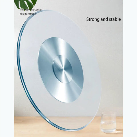 Tempered Glass Lazy Susan Turntable for Dining Tables, strong and stable on wooden surface