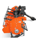 Orange 90 Inch Heavy Duty Rotary Tiller with Gear Drive and PTO Shaft, 3 Point Hitch Cat 2, Slip Clutch, Front View