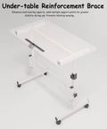 Under-table reinforcement brace of Rolling Ergonomic Standing Desk With Smooth Wheels Adjustable Height Desktop Laptop Workstation.