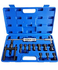 12 Piece Motorcycle Blind Inner Bearing Puller Kit With Slide Hammer And Collets 8mm To 25mm in open blue storage case