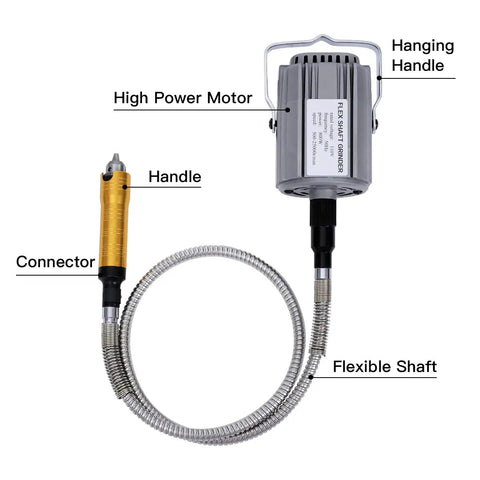 Beast 800W Flex Shaft Rotary Tool With Foot Pedal Control And Flexible Shaft For Metalworking, Carving, Buffing, And Grinding, Hanging Grinder Kit