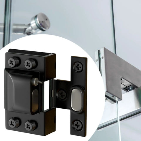 Black Top Notch Hydraulic Frameless Glass Door Hinge for 5-8mm shower panel, stainless steel, U-shaped clip design
