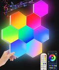 Hexagon Led Light Panels RGBIC Mood Lighting Kit Six Panels For Party Living Room Bedroom Decor Diy Modular Ambience With Color Changing Dynamic Patterns Easy Wall Mounting To Create A Dope Vibe with remote and app control