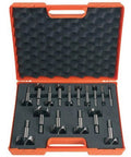 Dead Center 16 Piece Forstner Bit Set Hardened Steel Construction For Precision Woodworking Drills Arrives In Heavy Duty Carry Box with bits arranged.