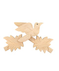 Wood Cuckoo Clock Top Piece Replacement For Medium Size Unfinished DIY Clock Assembly Kit Build Repair With Durable Parts And Precision Tools Easy Peasy Install And Custom Fit featuring carved bird and leaves.