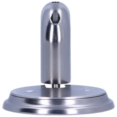 Get Your Door Locked Tight With This Sleek Push Type Door Stop Catch Made From Heavy Duty Zinc Alloy. Black Finish Fits Any Spot. Close-up of the zinc alloy door stop catch with a sleek design.