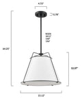 Lise Chandelier In Black And White With Adjustable Rods E26 Socket 60W Max LED Compatible Hardwired Dry Rated Sloped Ceiling ETL Listed