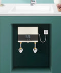 No Fuss Electric Tankless Water Heater Delivers Instant Hot Water On Demand, 4000W, mounted under sink.
