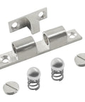 Stylish Solid Brass Cabinet Latches With Adjustable Ball Tension And Double Roller Catch Design For Closet Doors And Furniture, Easy Install Silver 4 Pack Kit parts with plates and springs