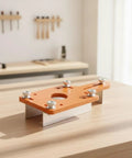 Precision Slotting Router Guide Jig Template Featuring Adjustable Clamping Block And Heavy Duty Metal Plate on workbench.