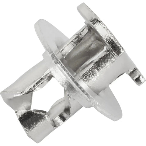 Tough Quick Swap Quarter Turn Panel Fasteners Hollow Steel Clips.500 Inch Grip With Washers, close-up view of a steel clip.