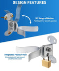 Two Pack One And Three Eighths Inches Flat Back Wall Mount Chain Link Fork Latch for metal gates with padlock hole and screws