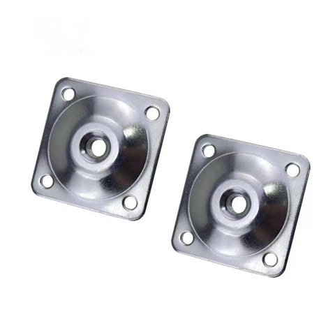 Top Shelf Sofa Leg Brackets 6 Pack Heavy Duty Iron Mounting Plates For Couch Height Risers two silver square iron mounting plates.