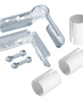 Rock Solid Ninety Degree Three Way Cross Pipe Connector Clamps For Three Quarter Inch Emt Conduit heavy duty galvanized steel fasteners and hardware.