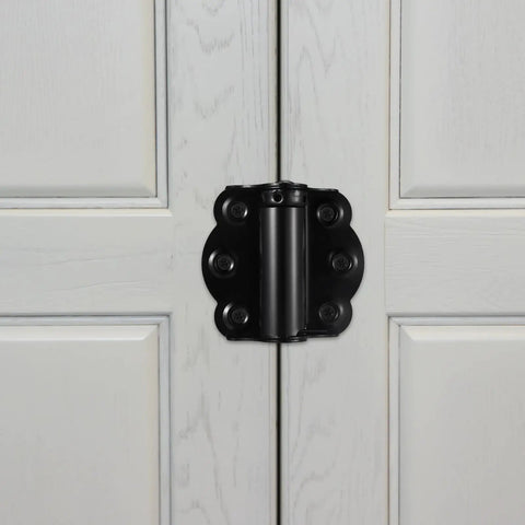 Black hinge on white cabinet from Self Closing Door Hinges Kit 3 Pack With 18 Screws Includes 2 Non Adjustable And 1 Adjustable Hinge