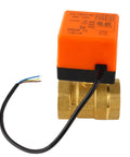 Pro Grade Two Way Motorized Ball Valve Crafted From Heavy Duty Forged Brass G1 One Half Inch Pipe Thread Dn40 with orange actuator.