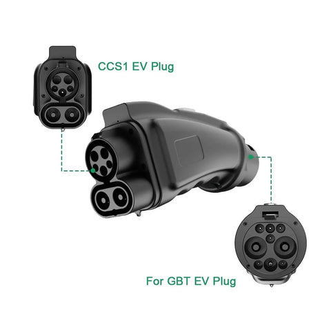 Heavy Duty Ev Charger Adapter Ccs1 To Gbt Dc Fast Charging Connector showing CCS1 and GBT EV plug connections for quick charging.
