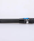 Side view of aluminum pen-type fiber optic VFL with blue switch and 2.5mm adapters.
