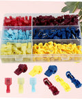 Badass 200 Piece Premium Heat Shrink Wire Terminal Kit Waterproof Marine Auto Crimp Weather Pack Connectors Sealed Polyolefin Color Coded Insulation Blocks With Hot Melt Glue Sealant For Vehicle Wiring And Boat Repair. Assorted color-coded terminals in organizer box