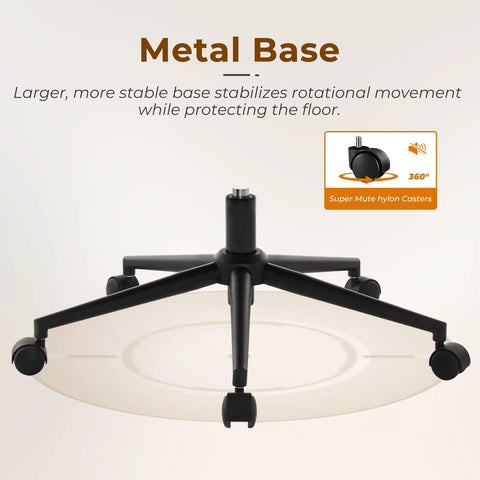 Metal base of Swivel Criss Cross Legged Office Chair With Wheels For Home Office And Vanity Wide Armless Desk Chair Height Adjustable Cozy