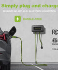 Level Two Ev Charger With 32 Amp 240 Volt Wallbox And 18 Foot Cord Sae J1772 Plug charging a vehicle with plugged-in cord