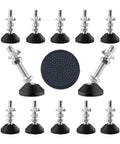 Heavy Duty Swivel Furniture Leveling Feet With M8 And M10 Threads And Tough Nylon Bases, 12 pieces of adjustable levelers.