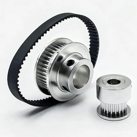 Check Out This Sick 2GT Timing Pulley Kit With 20T And 40T Gears For A Sweet 2 To 1 Speed Reduction Including 6mm Belt Width Multi Bore Transmission Wheels That Will Make Your Build Run Smooth As Butter. 2GT belt pulley kit with 20T and 40T aluminum gears, 6mm GT2 belt, multi bore