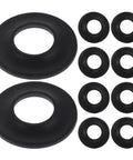 10pcs Rubber Bathtub Drain Gasket Stopper for Pop up Tub Drains, black rubber gaskets for effective water sealing in bathtubs.