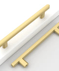 Gold Cabinet Pulls 5 Inch Center To Center 6.4 Inch Overall Length Brushed Gold Drawer Hardware for kitchen and bathroom