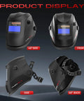 Auto Darkening Welding Helmet With Solar Power 2 Arc Sensors Wide Shade Range 3 To 4 8 To 9 13 for TIG MIG ARC Weld Grinding.