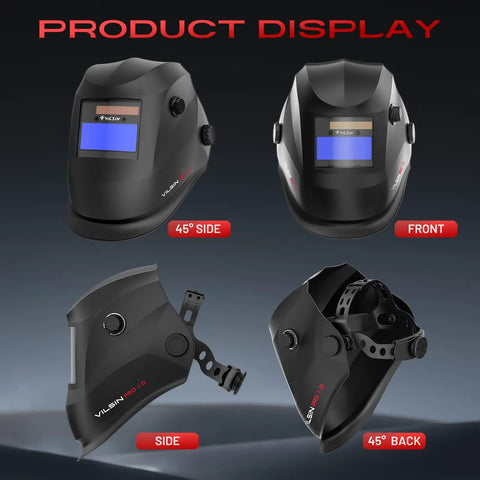 Auto Darkening Welding Helmet With Solar Power 2 Arc Sensors Wide Shade Range 3 To 4 8 To 9 13 for TIG MIG ARC Weld Grinding.